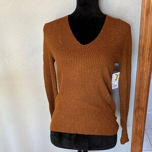 NEW! Nine West Women's V-Neck Sweater in Rich Brown